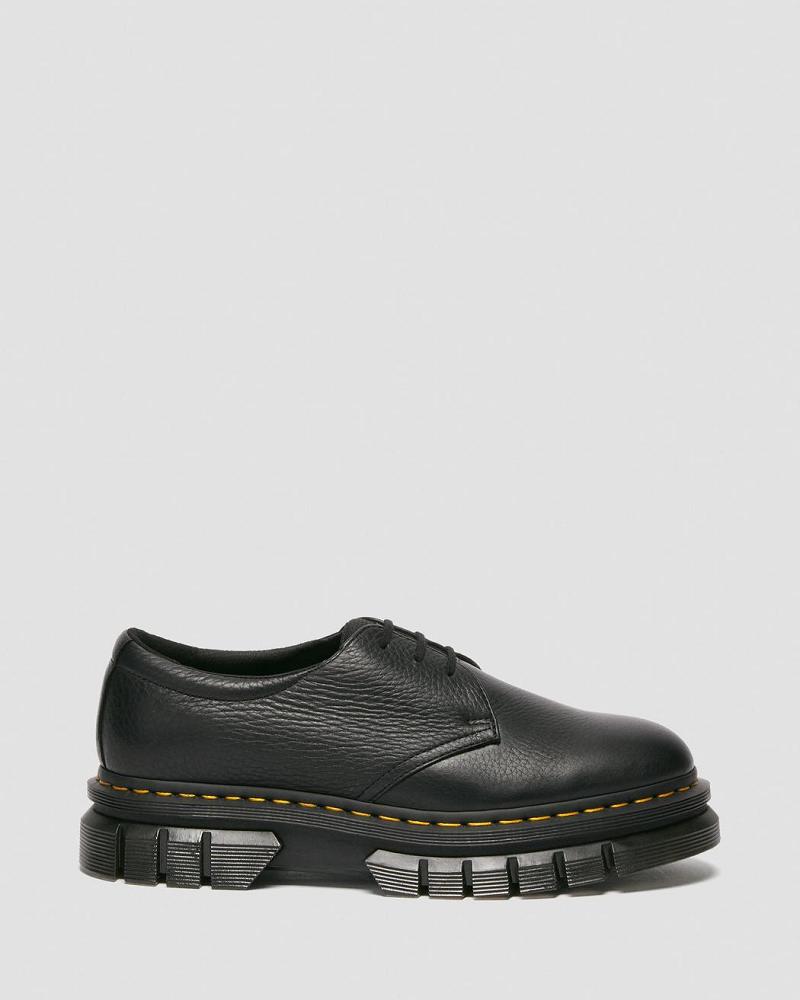 Men's Dr Martens Rikard Lunar Leather Platform Shoes Black | AU 627PJJ